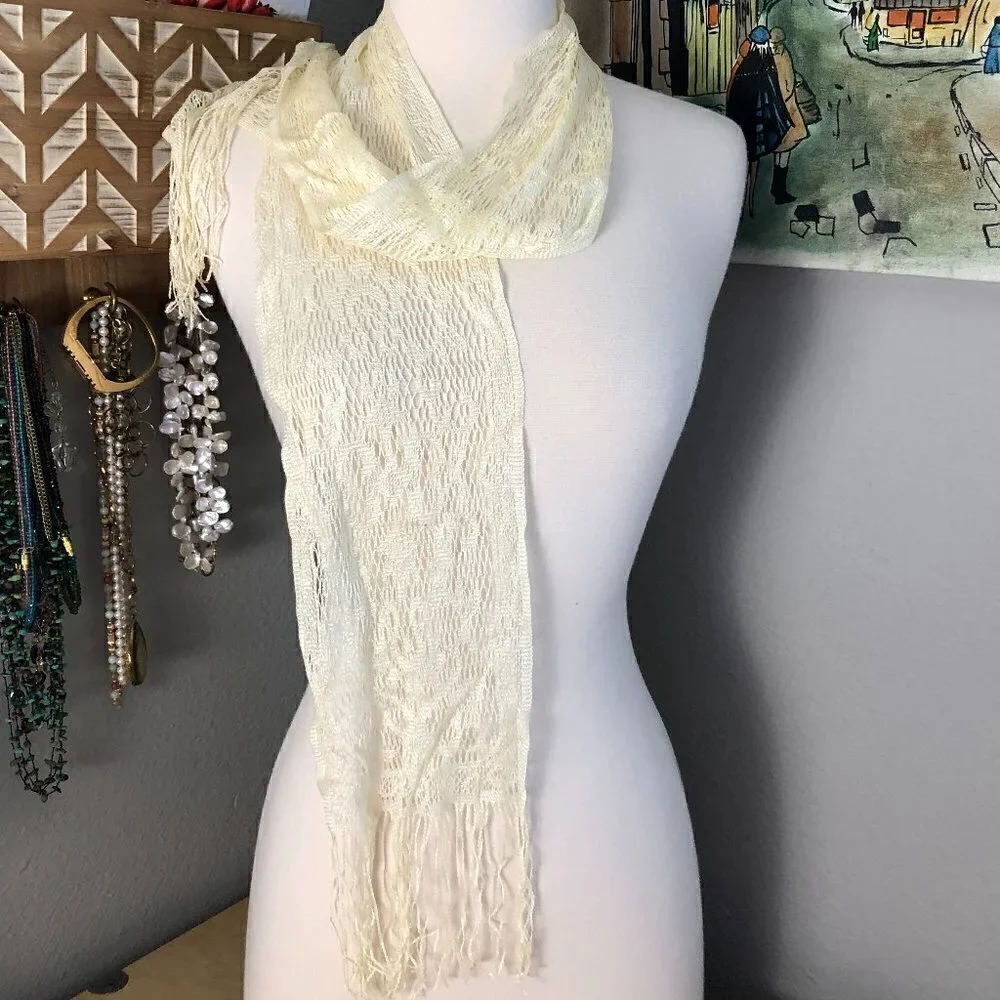 Vintage English Village Crocheted Scarf - Gypsy Fairy Coastal Cowgirl